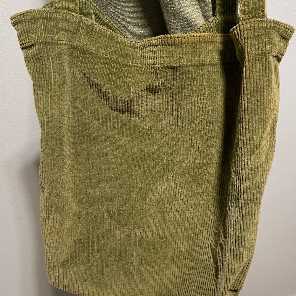 Unbranded Green Corduroy Tote Bag Purse 17x25 Shoulder Strap Boho Grunge Hippie - Picture 7 of 11